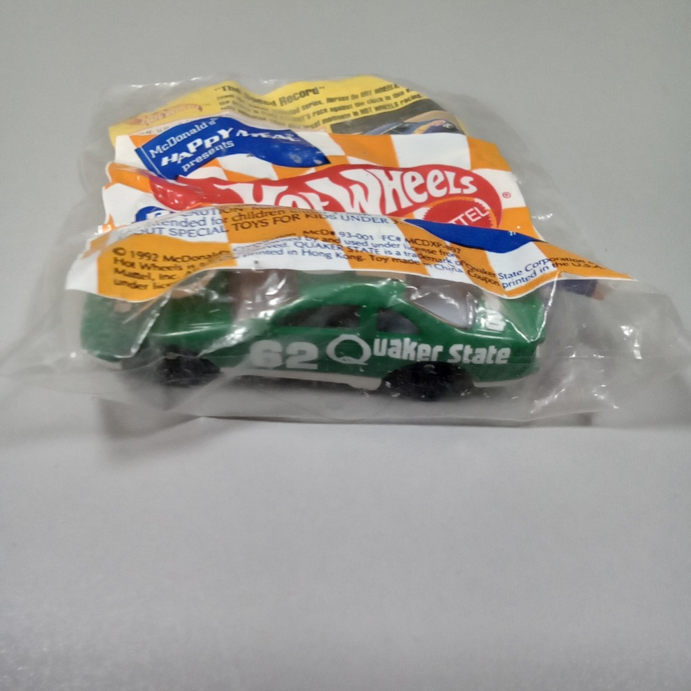 1992 McDonalds Happy Meal Hot Wheels Racing Series Quaker State 62 Green Sealed